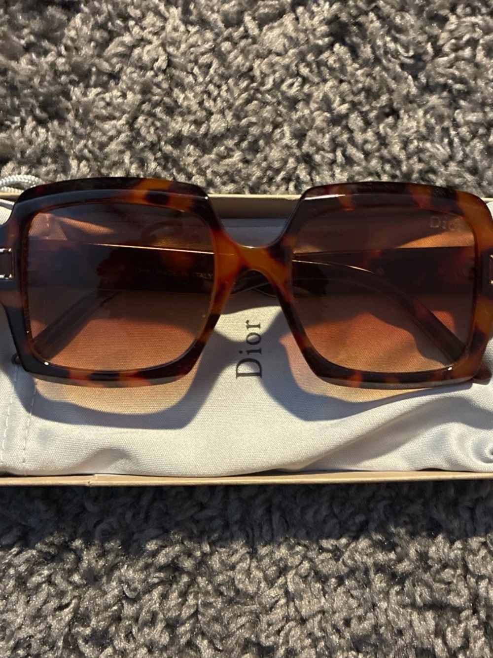 Dior Tortoiseshell Square Sunglasses - Brown Tones